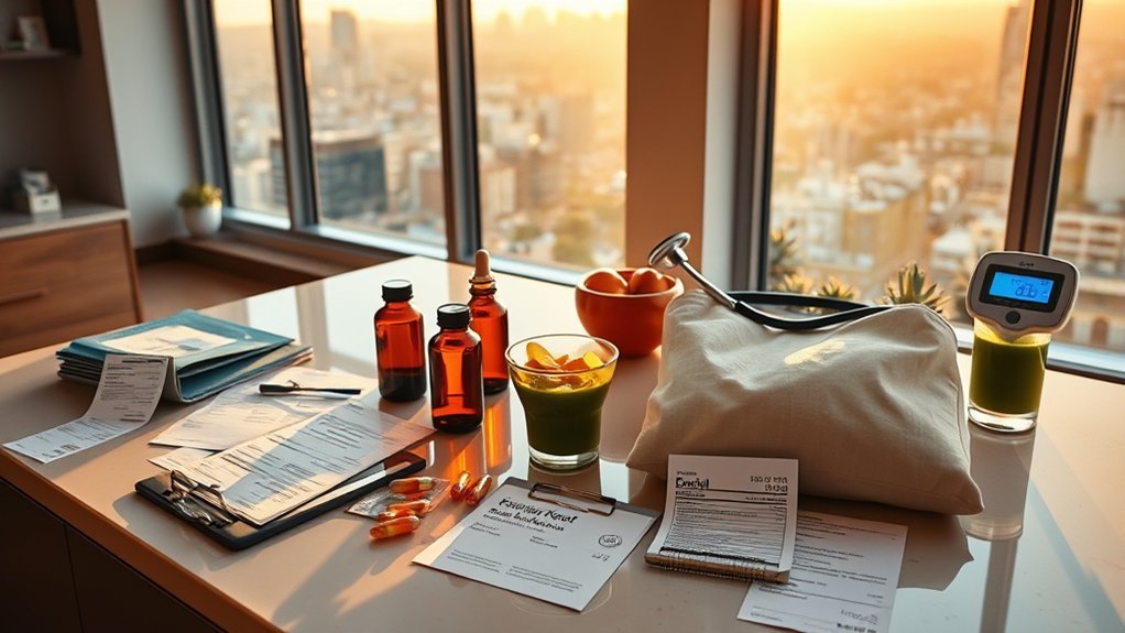 Stethoscope, dental tools, and eyeglasses representing LA healthcare costs