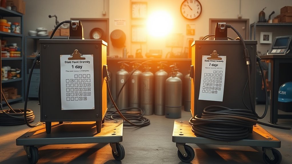 Contractor reviewing daily and weekly rental rate options on a tablet