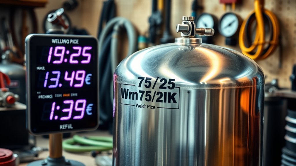Chart comparing initial tank price versus typical refill cost by size