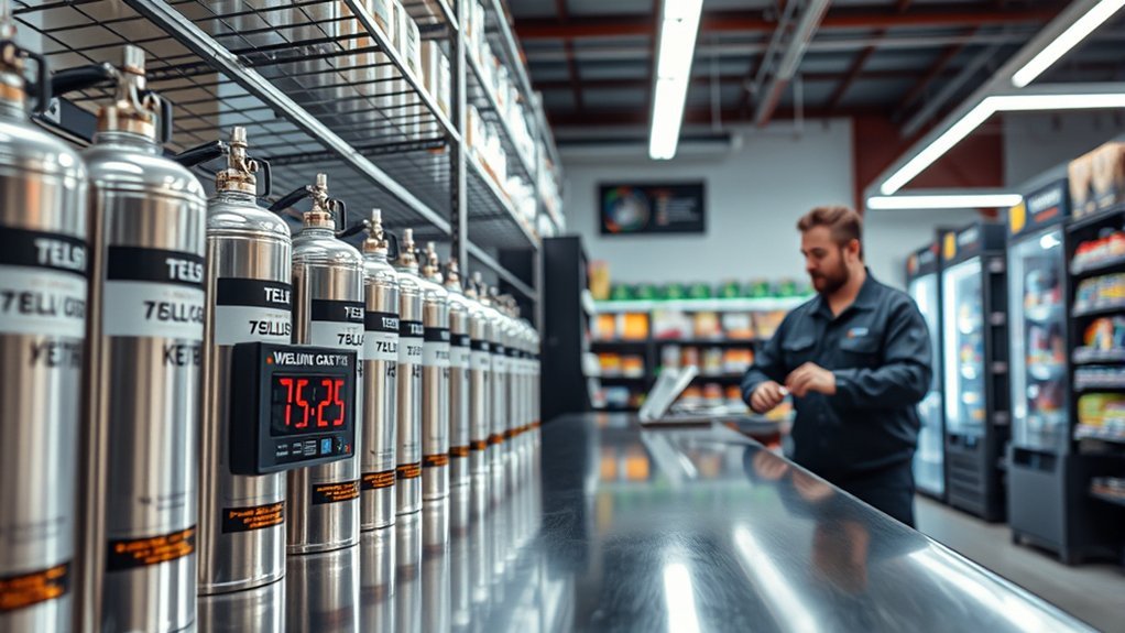 C25 welding gas cylinders and regulator illustrating cost considerations